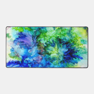 Pretty desk blotter. Bright alcohol inks art. Mat