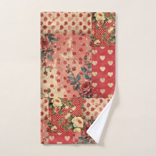 Pretty Distressed Look Vintage Shabby Chic Floral Hand Towel