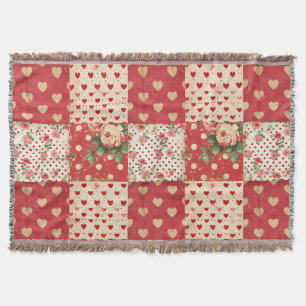 Pretty Distressed Look Vintage Shabby Chic Floral Throw Blanket