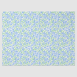 Pretty Ditsy Blue Green White Periwinkle Flowers Tissue Paper