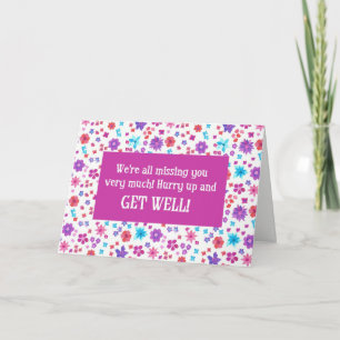 Pretty Ditsy Floral Get Well, Missing You Card