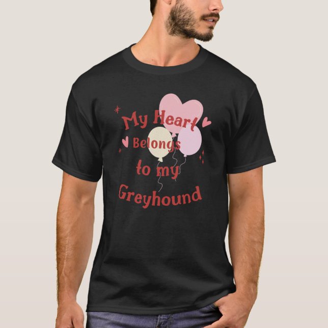 Pretty &  dog Greyhound Love Valentines Day T-Shirt (Front)