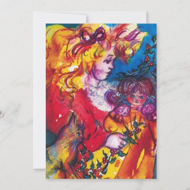 PRETTY DOLL ,red blue yellow pink Invitation (Front)