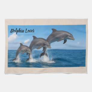 Pretty Dolphin Lover Personalised Kitchen Towel