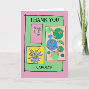 Pretty doodle art 3 plants, your words, thank you card