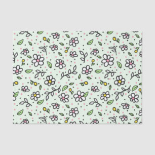 Pretty Doodle Daisy Flowers Cute Girly Pattern Tissue Paper