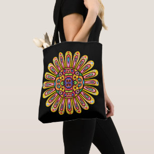 Pretty Doodle Daisy Mandela Tote Bag