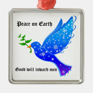 Pretty Dove & Olive Branch, Christmas or Everyday Metal Tree Decoration