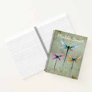 Pretty dragonflies watercolor illustration notebook