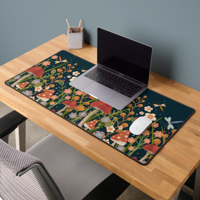  Pretty Dragonfly Mushroom Widflowers Desk Mat (Office 2)