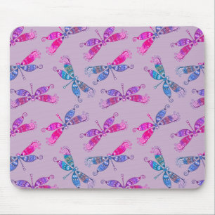 Pretty Dragonfly Purple Blue Two Tone Pattern  Mouse Pad