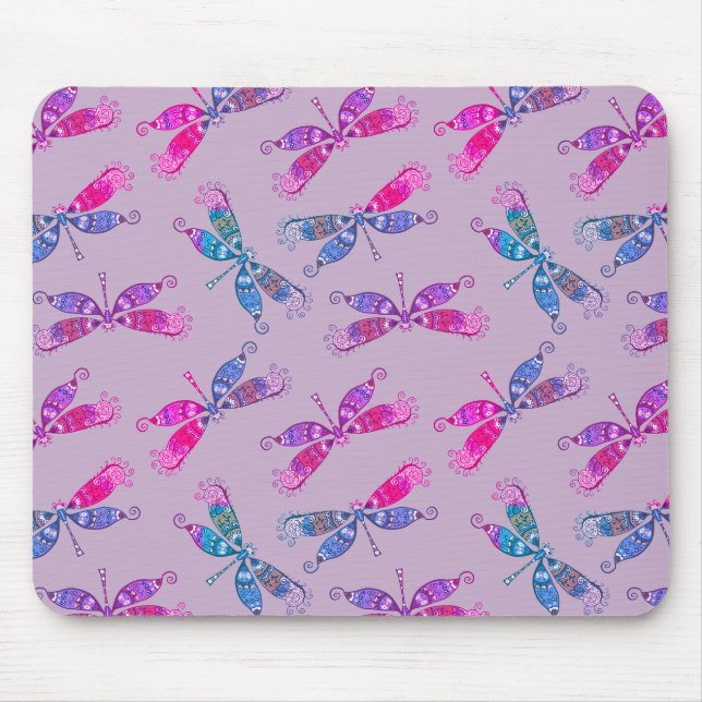 Pretty Dragonfly Purple Blue Two Tone Pattern  Mouse Pad (Front)