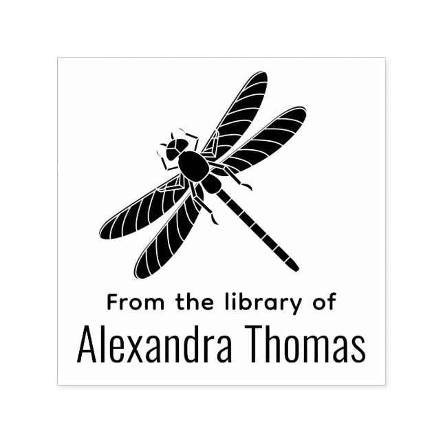 Pretty Dragonfly Silhouette #2 Library Book Name Self-inking Stamp (Design)