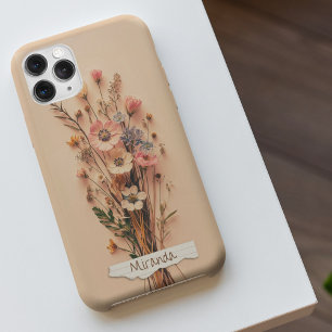 Pretty Dried Pressed Wildflowers Custom Name iPhone 16 Case