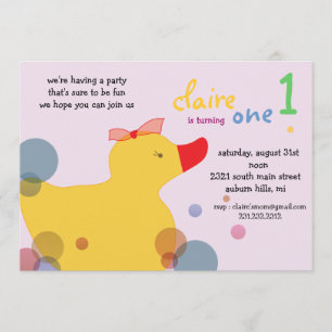 Pretty Ducky - pink birthday invitations