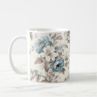 Pretty Dusty Blue/Light Brown Floral 