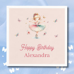 Pretty Dusty Pink Ballerina Kids Birthday Party Napkin