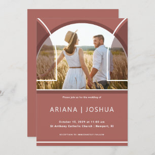 Pretty Dusty Rose Arch Photo Wedding Invitation