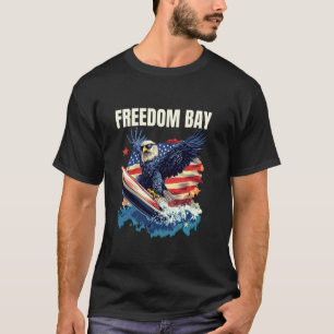 Pretty Eagle with Patriotic Surfboard in Freedom B T-Shirt