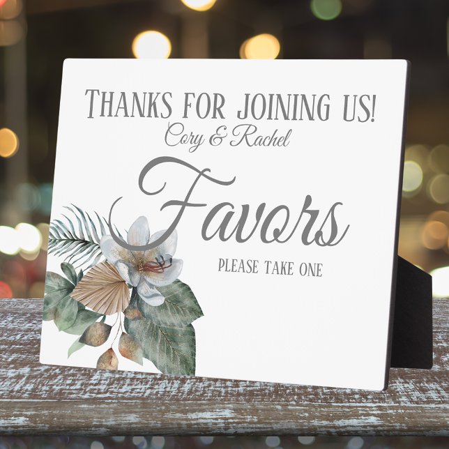 Pretty Earth Tone Boho Bouquet Wedding Favours Plaque (Matching wedding favors and day-of signs are part of this collection)