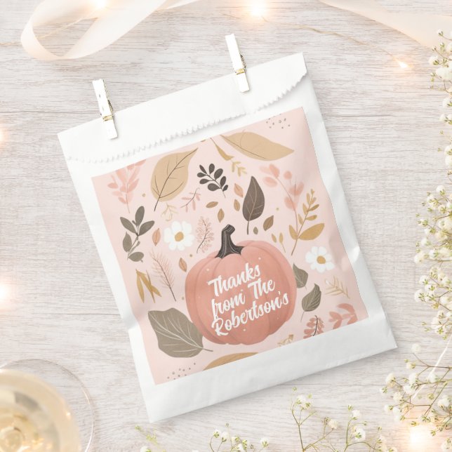 Pretty Earthy Pumpkin Foliage Thanksgiving Party  Favour Bags (Clipped)