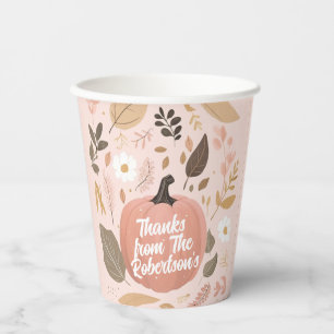 Pretty Earthy Pumpkin Foliage Thanksgiving Party  Paper Cups