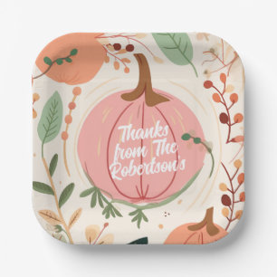 Pretty Earthy Pumpkin Foliage Thanksgiving Party  Paper Plate