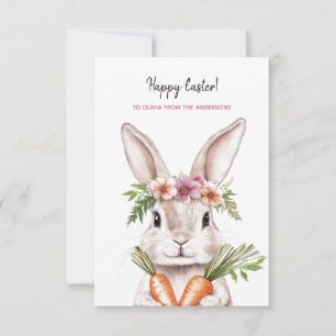 Pretty Easter bunny with carrots Card