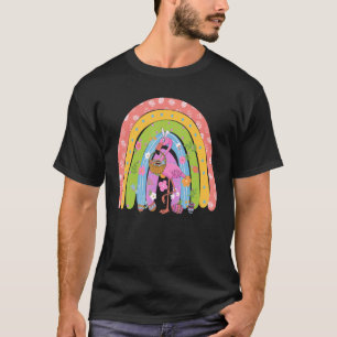 Pretty Easter Flamingo Rainbow Bunny With Easter B T-Shirt