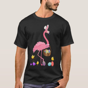 Pretty Easter Flamingo With Easter Basket 1 T-Shirt