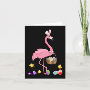 Pretty Easter Flamingo With Easter Basket Easter  Card