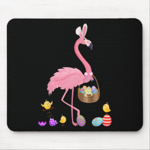 Pretty Easter Flamingo With Easter Basket Easter  Mouse Pad