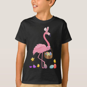Pretty Easter Flamingo With Easter Basket Easter  T-Shirt