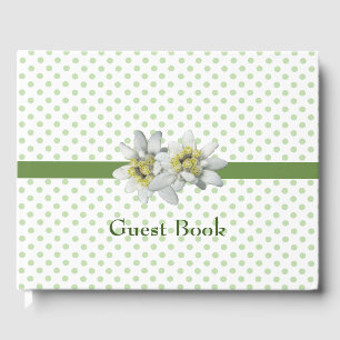 Pretty Edelweiss and Polka dot Wedding Guest Book