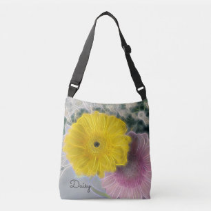 Pretty Electric Flowers Yellow Pink *Personalise* Crossbody Bag