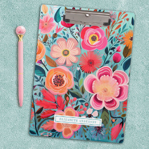 Pretty Elegant Botanical Stylish Floral Clipboard