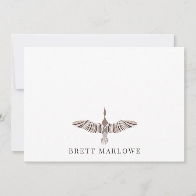 Pretty Elegant Brush Painted Bird Note Card (Front)