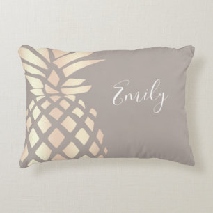 Pretty elegant copper rose gold pineapple & grey decorative cushion