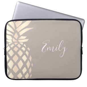 Pretty elegant copper rose gold pineapple & grey laptop sleeve