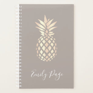 Pretty elegant copper rose gold pineapple & grey planner