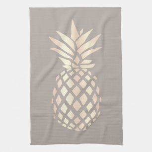 Pretty elegant copper rose gold pineapple & grey tea towel