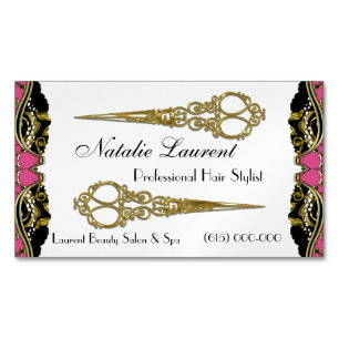 Pretty Elegant Double Scissors Paris Baroque Magnetic Business Card