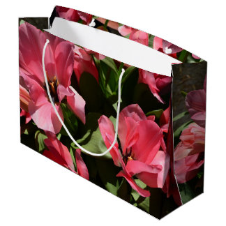 pretty, elegant fresh spring pink tulip flowers large gift bag