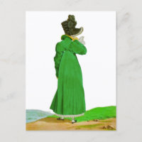 Pretty Elegant Green Regency Fashion Drawing 