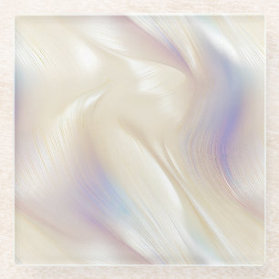 Pretty Elegant Pearl Aqua Blue Purple Swirl Glass Coaster