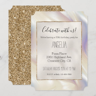 Pretty Elegant Pearl Aqua Blue Purple Swirl Invitation