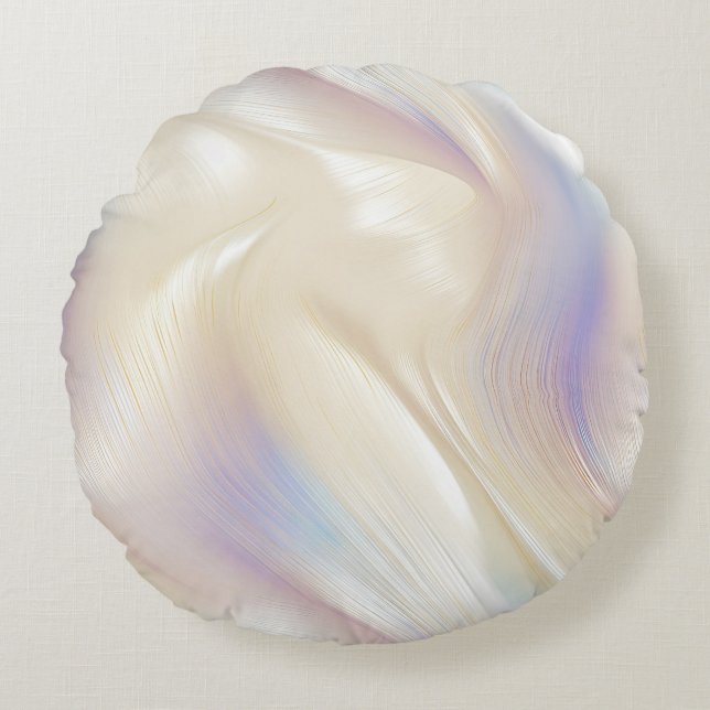 Pretty Elegant Pearl Aqua Blue Purple Swirl Round Cushion (Front)