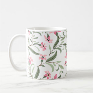 Pretty Elegant Pink Floral Pattern White Coffee Mug