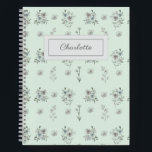 Pretty Elegant Vintage Watercolor Floral  Notebook<br><div class="desc">This watercolor floral mint green notebook is perfect for women, girls, teens, students, teachers, and kids who love soft, vintage, and cottagecore-inspired pastel designs. Ideal for school, lesson planning, journalling, note-taking, or as a personalised monogram gift, it features delicate flower patterns that add a touch of charm and whimsy to...</div>