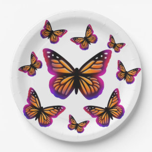 Pretty elegant watercolor butterflies paper plate